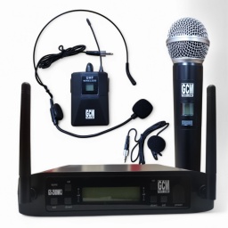 Micrfono doble frecuencia variable Vincha + Mano + Solapa GCM Pro Line GS-3500MK3