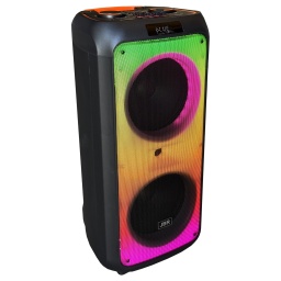 Parlante portatil 2x10 con bateria 2 microfonos luces led y control