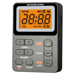 Radio AM/FM - MP3 stereo con pantalla digital multifuncional y auriculares incluidos