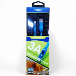Cable USB 3.0A con luz led transparente de 1m CB213