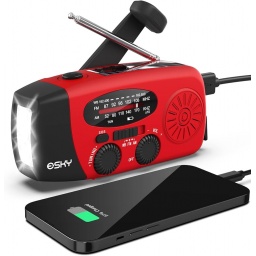 Radio AM/FM portatil recargable con luz solar, magneto a manibela y/o usb. Linterna integrada. Funcion PowerBank