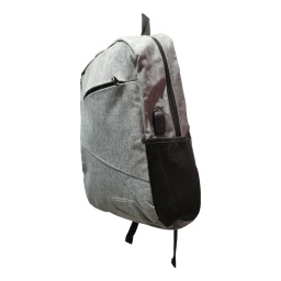 Mochilas color gris para notebook con cable cargador celular en tela resistente