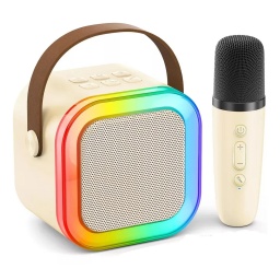 Mini parlante para karaoke y msica con micrfono inalmbrico, luz rgb y sonido potente