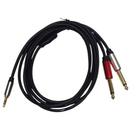 Cable de audio reforzado spica 3.5mm a 2 Plug 1/4 de 2 metros