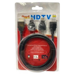 Cable HDMI 3 en 1 Mini + Micro Alta Velocidad 1.5 Metros 3en1-HDTV
