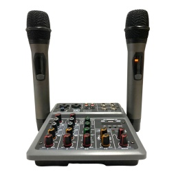 Consola Mezcladora 6 canales + Interfaz de audio + 2 Micr�fonos inal�mbricos UHF - GCM DJ LINE GCM-04P
