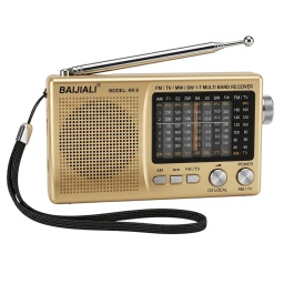 Radio kk9 color oro con AM y FM lleva 2 pilas AA (NO INCLUIDAS) estilo bolsillo