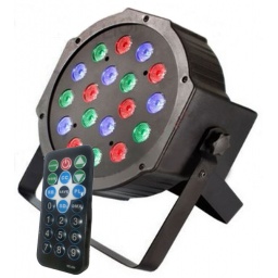 TACHO PAR LED RGB 18X1.5W REALES CON CONTROL REMOTO INALAMBRICO + DMX GCM PRO A16