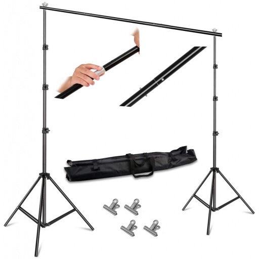 KIT PORTAFONDOS TRIPODE SOPORTE DE FONDO FOTOGRAFIA 3 X 2.4 MTS