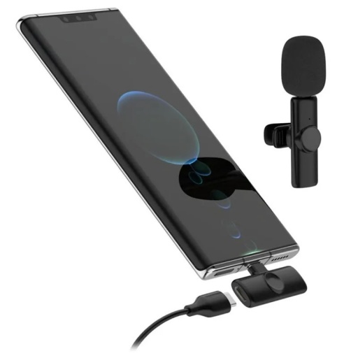 MICRFONO INALMBRICO DE SOLAPA - USB-C - NEGRO