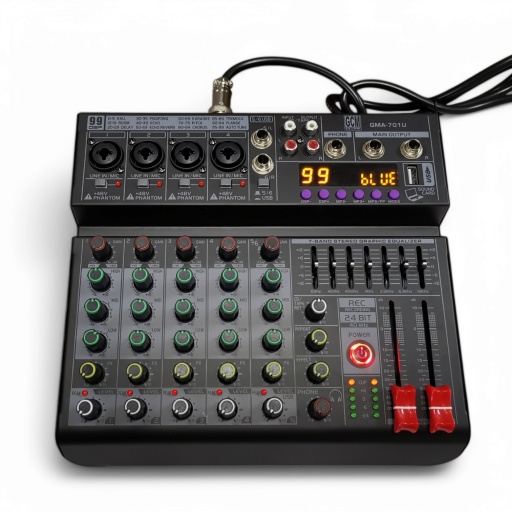 Mixer Consola 6 canales USB Bluetooth Efectos GMA-701MK2 GCM DJ Line