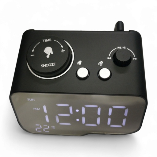 Radio reloj digital con pantalla, parlantes, bluetooth, 2 usb, FM, Aux, MicroSD
