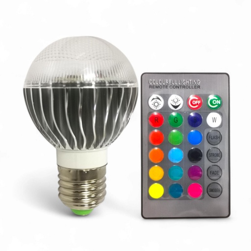 Bombilla / Lmpara de luz Led RGB con control remoto 16 colores