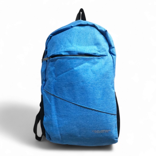 Mochila color azul para Notebook con cable cargador celular en tela resistente