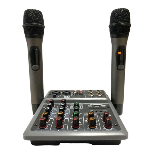 Consola Mezcladora 6 canales + Interfaz de audio + 2 Micr�fonos inal�mbricos UHF - GCM DJ LINE GCM-04P
