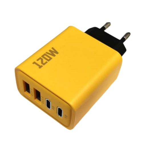 Cargador de Pared Turbo 120W de Carga Rapida de 4 Puertos mas Cable Multiconector 3 en 1