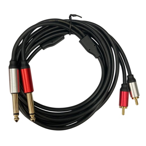 Cable De Audio REFORZADO 2 RCA a 2 Plug 1/4 de 3 metros