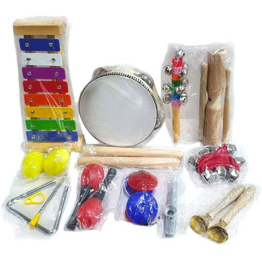 Kit set de percusion infantil de 20 piezas con funda
