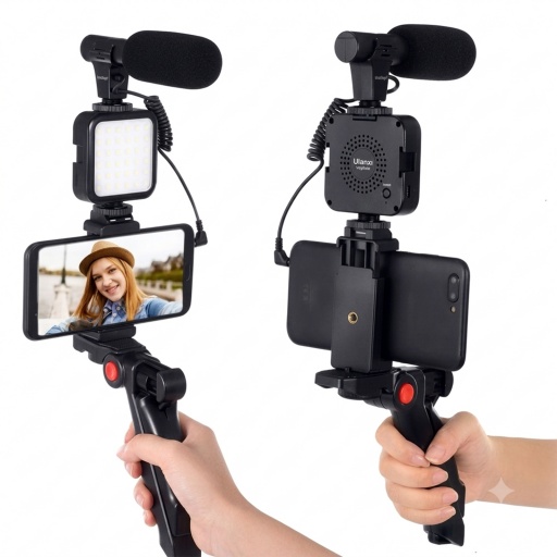 Kit de Grabaci�n para Smartphone con Micr�fono y Luz LED