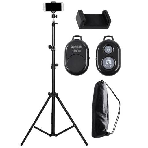 Pie Soporte Atril para celulares con control remoto BT + funda GSM-01