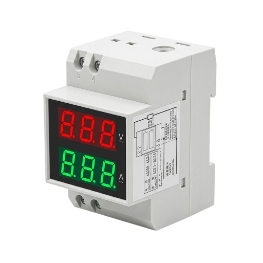 Voltímetro y Amperímetro Digital 2 en 1 GAV2-200450Riel AC200-450V / 100.0A