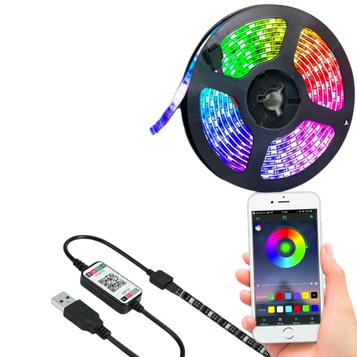 TIRA CINTA LED 5 metros Rojo Verde Azul 5050 Control Remoto y Transformador