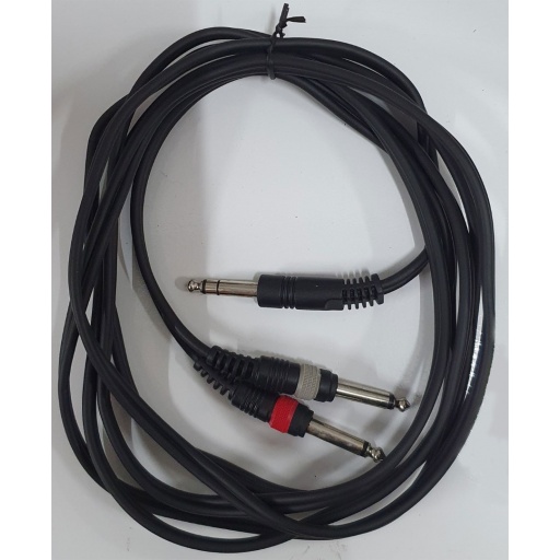 Cable 1 Plug 1/4 Stereo a 2 Plug 1/4 MONO  blindado REFORZADO / 3 Metro Gcm Pro