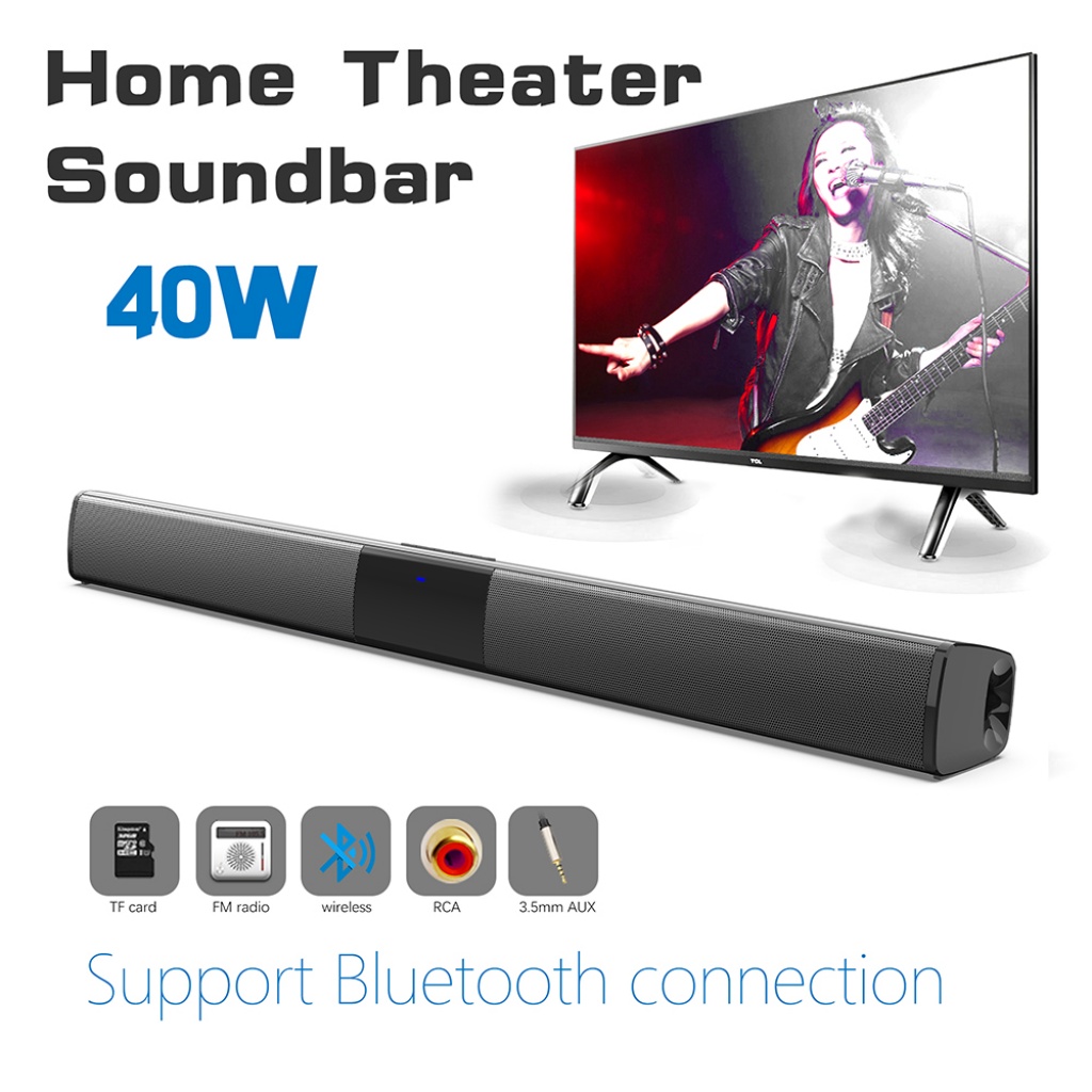 40 Barra de Sonido Para TV con Subwoofer Bluetooth Inalambrica Teatro en  Casa