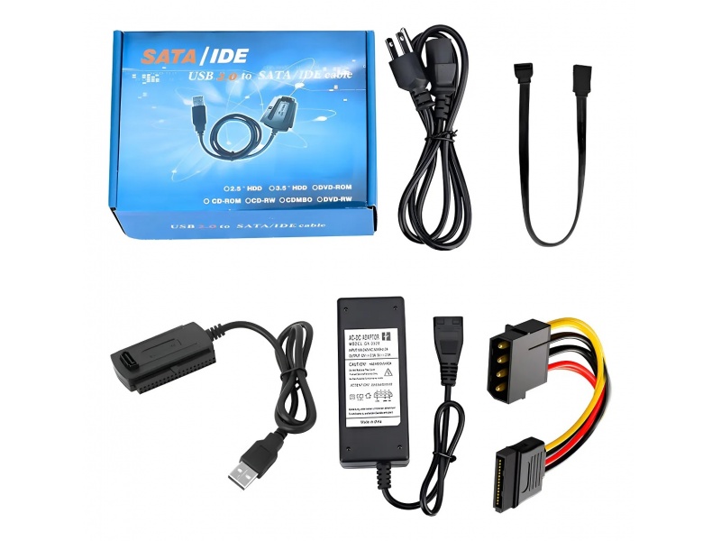 Adaptador Conversor USB 2.0 a IDE/SATA | Kit Completo con Fuente