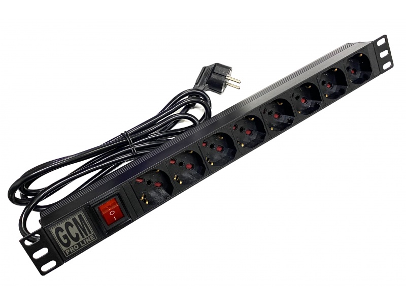 Zapatilla PDU distribuidor Rackeable 8 tomas GCM Pro Line 4000W