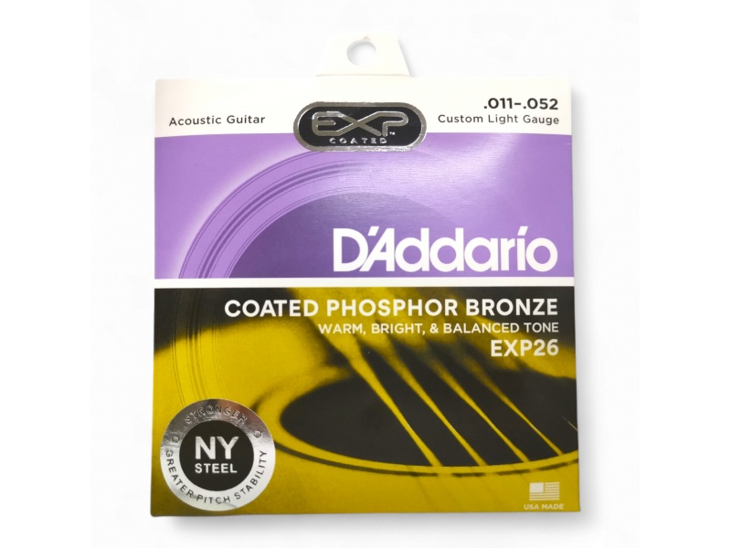 Juego de Cuerdas Encordado Daddario EXP26 de bronce fosforado revestidas para guitarra ac�stica