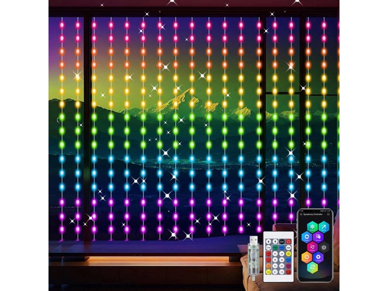 Cortina de luces LED con alimentacin USB 200x280mm 400 Led 15W