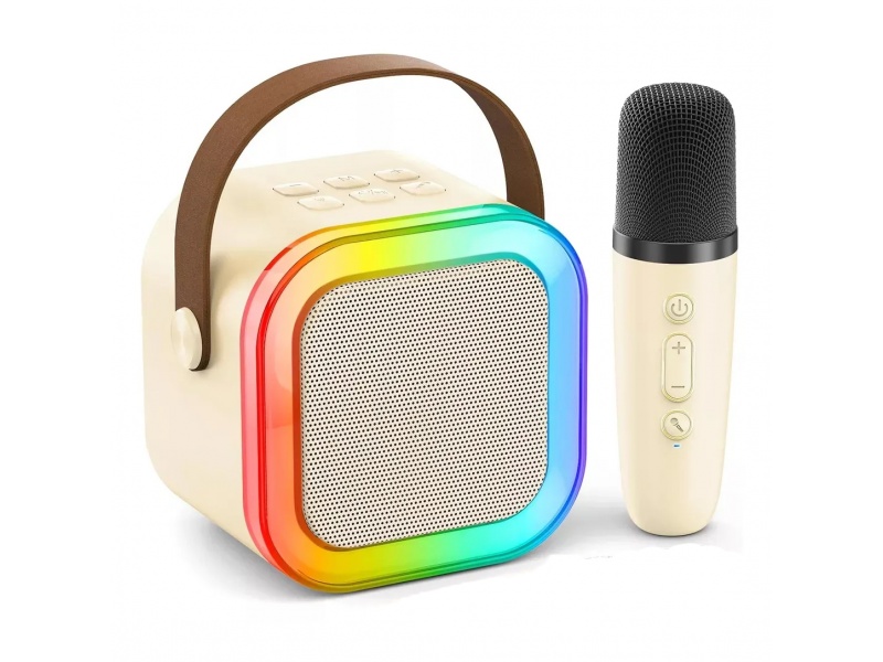 Mini parlante para karaoke y msica con micrfono inalmbrico, luz rgb y sonido potente