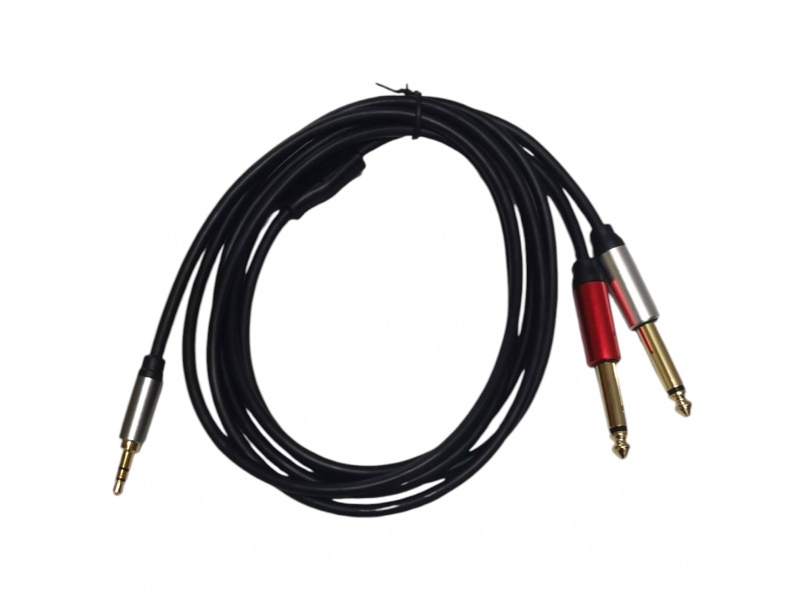 Cable de audio reforzado spica 3.5mm a 2 Plug 1/4 de 2 metros