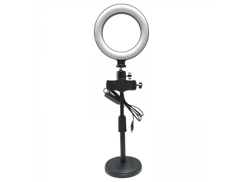Foco Aro de Luz LED USB con Soporte de Mesa y Porta Celular