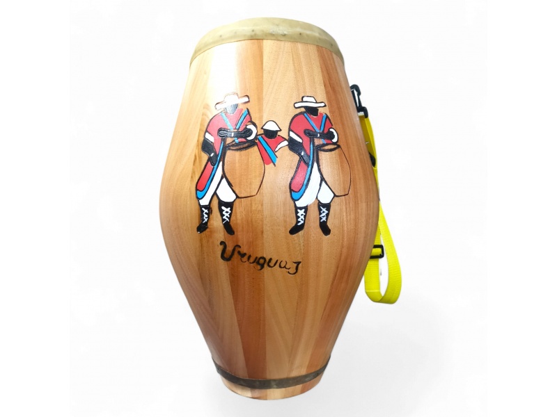 Tambor artesanal 52 cm de alto con dise�o de Candombe uruguayo