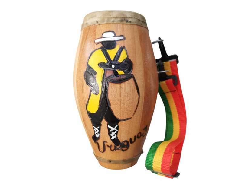 Tambor artesanal 20 cm de alto con dise�o de Candombe uruguayo