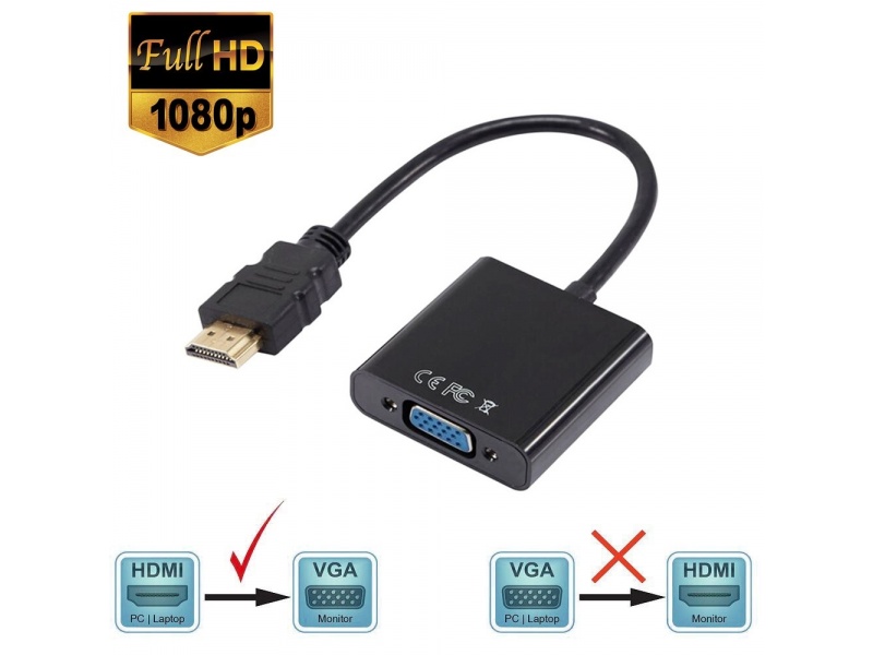 Cable Adaptador Conversor de HDMI a VGA Full HD