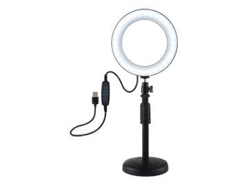 Foco aro LED 10" con pie para celulares, PC,  Camara de Fotos Filmadora ARO-LED1