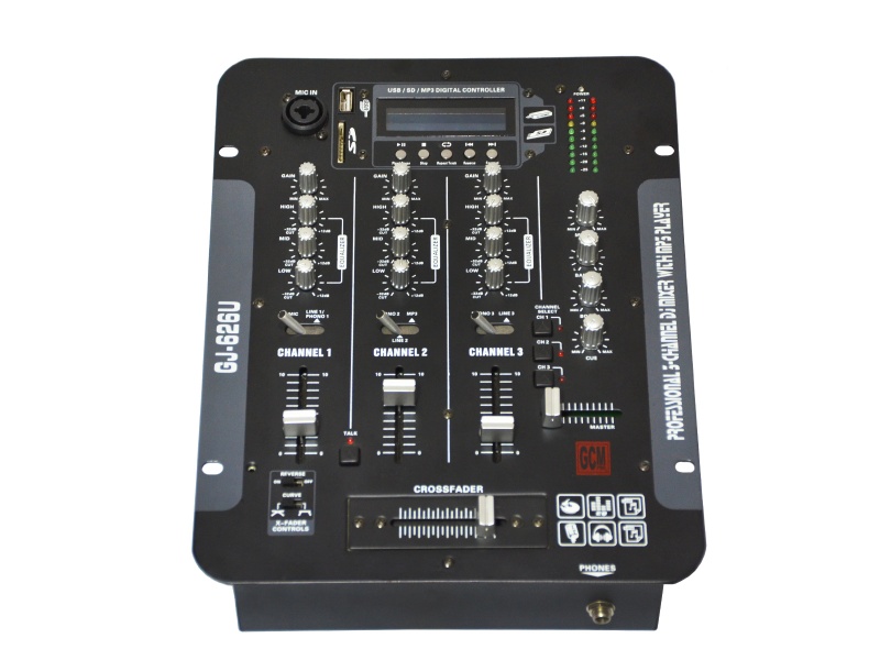 GCM GJ-626USB Mixer profesional DJ de 6 entradas con USB/SD/MP3