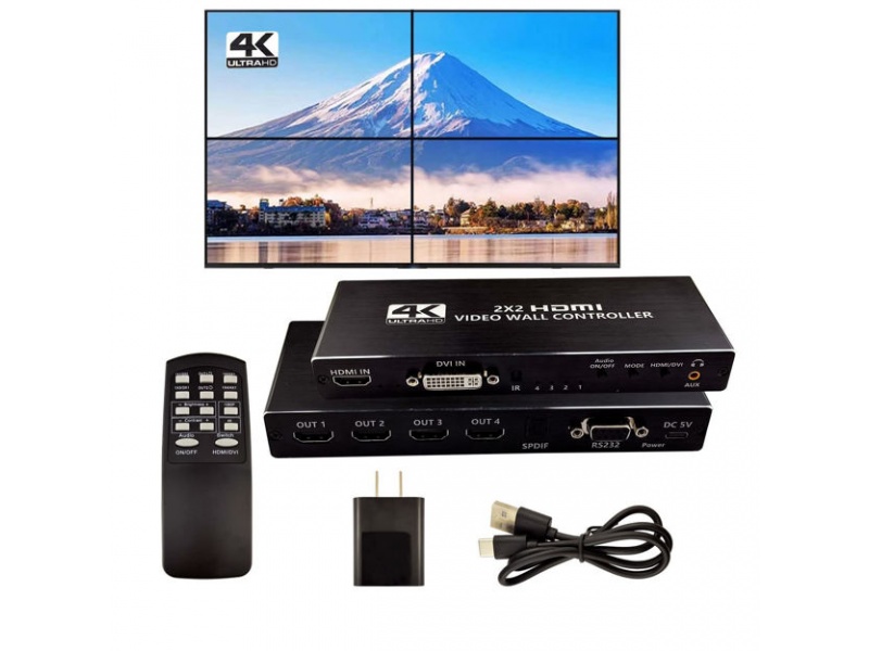 Video Wall controlador de pared de video 4K HDMI 2x2 HDMI DVI